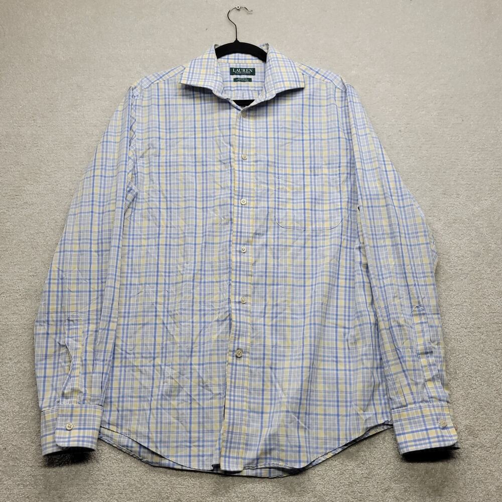 Lauren Ralph Lauren Mens Medium 15.5 34/35 Plaid Stretch Dress Shirt Regular Fit